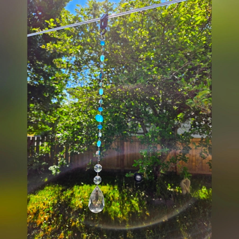 Crystal and Blue Beaded Sun Catcher